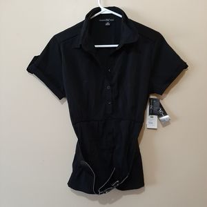 3/$30 NWT INC Black Belted Button Down Blouse